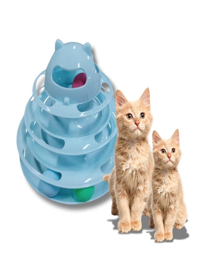 PET FUN لعبة برج المسارات التفاعلية من بيت فن | لعبة ألغاز ممتعة من 3 طبقات للقطط مع كرات ملونة، تعزز النشاط الذهني والبدني، مثالية للقطط الصغيرة والبالغة - Image 4